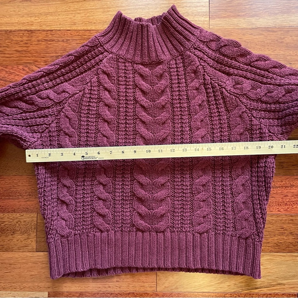 a new day Women's Cable Knit Turtleneck Sweater - Burgundy - Picture 3 of 6